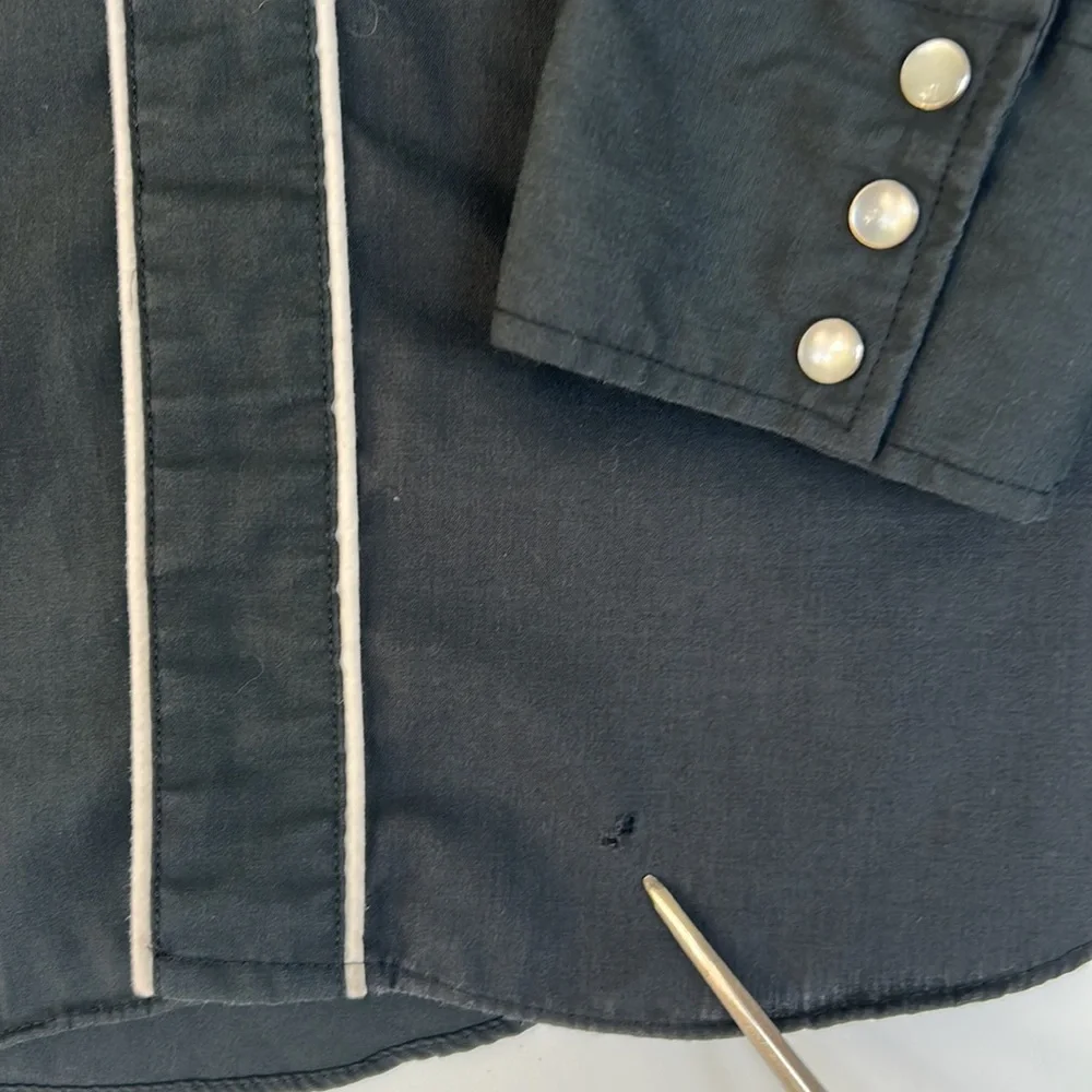 Vintage 70s 80s Jean Rive Western Wear Embroidered Long Sleeve Shirt - Picture 5 of 11